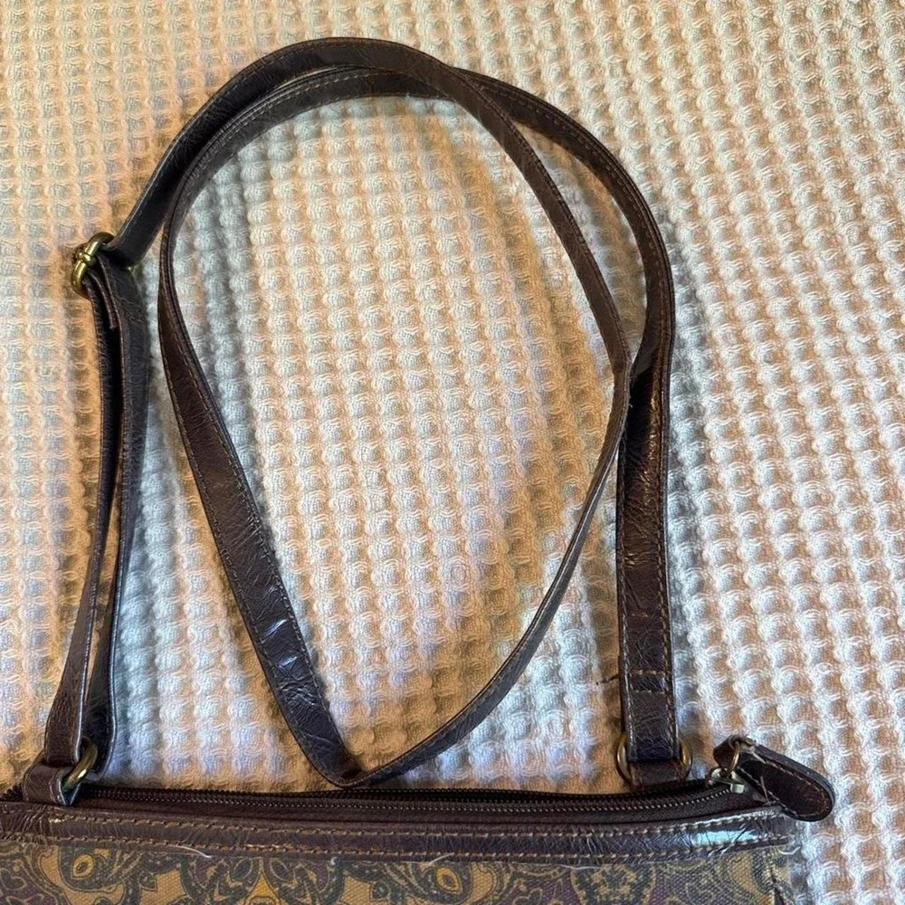 Vintage Jaclyn Smith Paisley Canvas Crossbody Bag Purse Earthy Boho Y2K